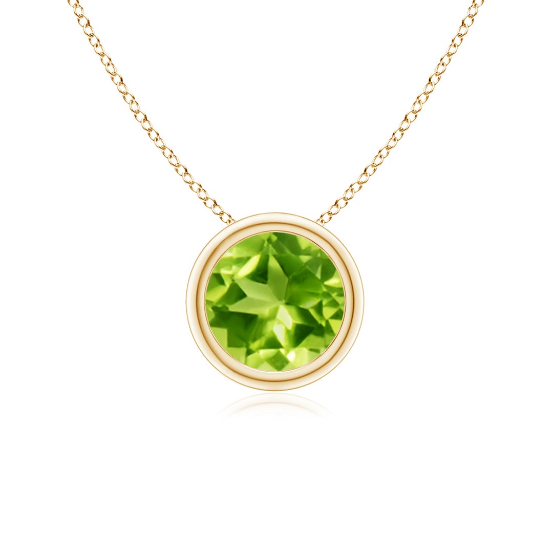 Round Peridot Bezel-Set Solitaire Pendant Necklace