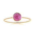 Domed Round Pink Tourmaline Bezel Promise Ring – 1.6 mm