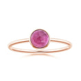 Domed Round Pink Tourmaline Bezel Promise Ring – 1.6 mm