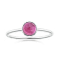 Domed Round Pink Tourmaline Bezel Promise Ring – 1.6 mm