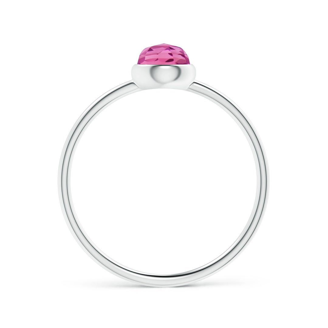 Domed Round Pink Tourmaline Bezel Promise Ring – 1.6 mm