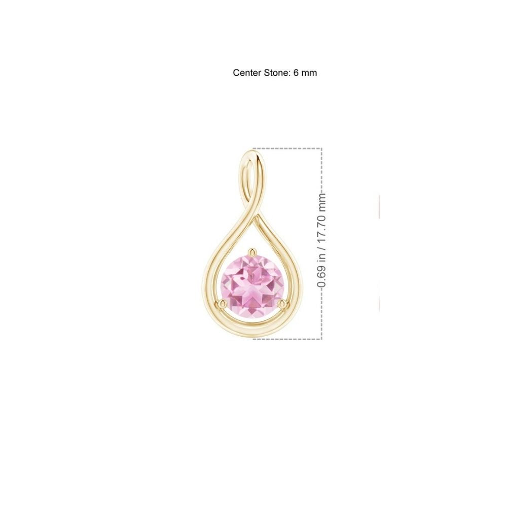 Round Pink Tourmaline Infinity Twist Pendant Necklace