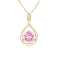 Round Pink Tourmaline Infinity Twist Pendant Necklace