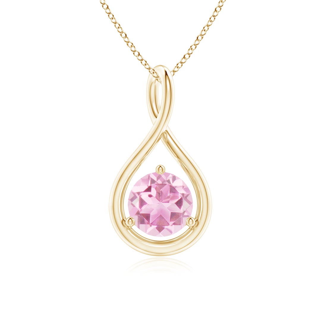 Round Pink Tourmaline Infinity Twist Pendant Necklace