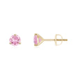 Round Pink Tourmaline Martini-Set Stud Earrings