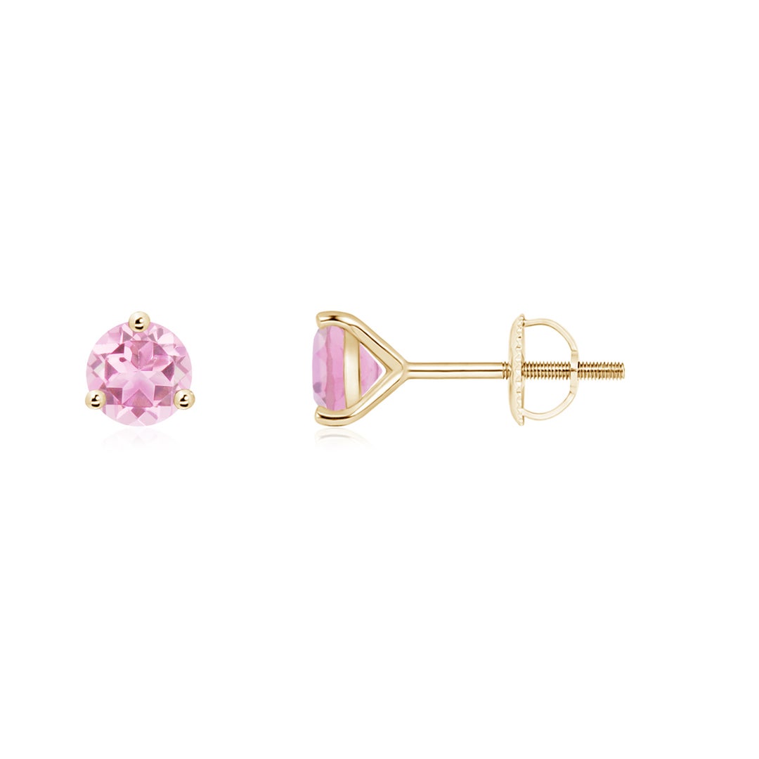 Round Pink Tourmaline Martini-Set Stud Earrings