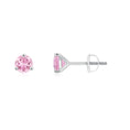 Round Pink Tourmaline Martini-Set Stud Earrings