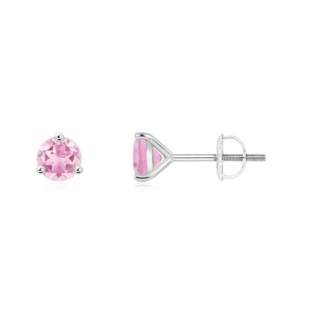 Round Pink Tourmaline Martini-Set Stud Earrings