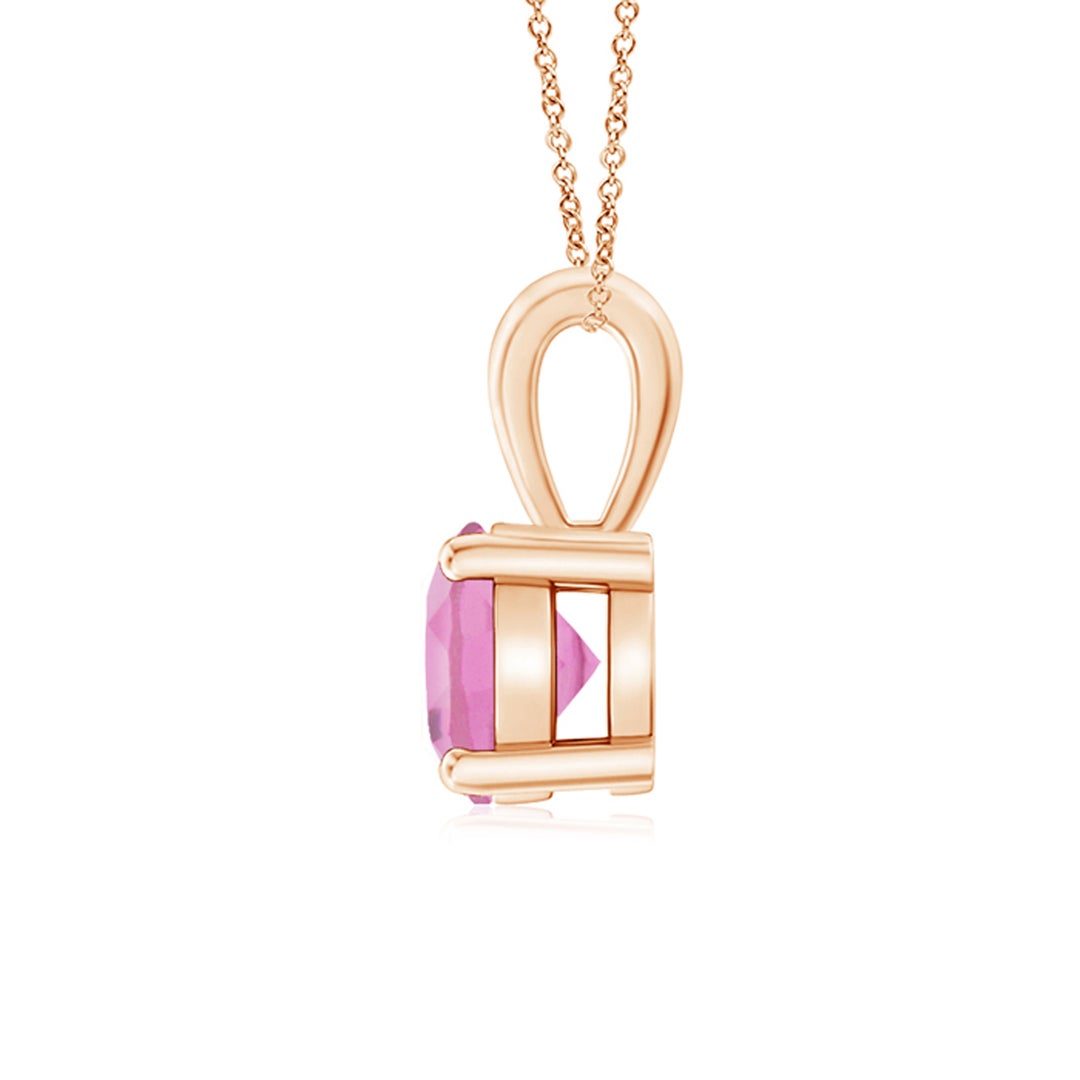 Round Pink Tourmaline Solitaire Pendant Necklace