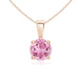 Round Pink Tourmaline Solitaire Pendant Necklace