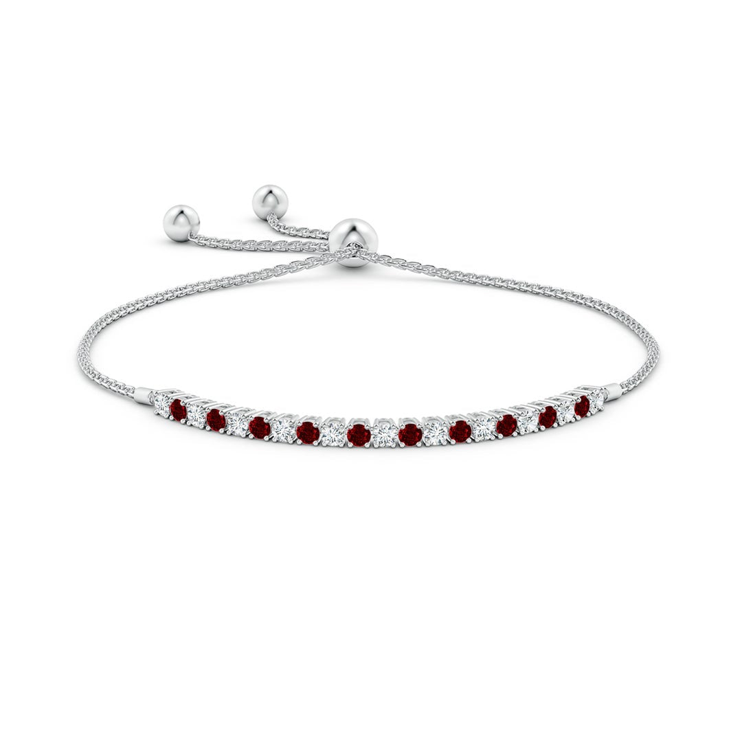 Round Prong-Set Lab Ruby and Moissanite Slim Bolo Bracelet