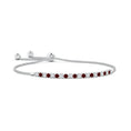 Round Prong-Set Lab Ruby and Moissanite Slim Bolo Bracelet