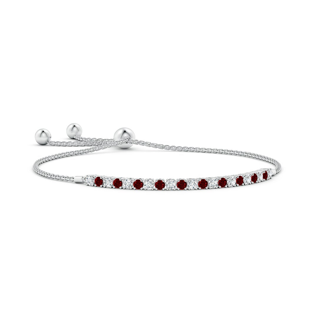 Round Prong-Set Lab Ruby and Moissanite Slim Bolo Bracelet