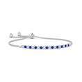 Round Prong-Set Lab Sapphire and Moissanite Slim Bolo Bracelet
