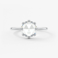 Round Rose Cut Moissanite Engagement Ring with Double Claw Prongs