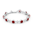 S925 Silver Round Lab-created Ruby and Moissanite Bezel Tennis Bracelet