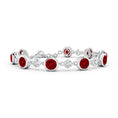 S925 Silver Round Lab-created Ruby and Moissanite Bezel Tennis Bracelet