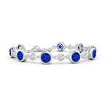 S925 Silver Round Lab-created Sapphire and Moissanite Bezel Tennis Bracelet