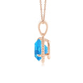 Round Swiss Blue Topaz Bezel-Set Solitaire Pendant Necklace