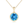 Round Swiss Blue Topaz Bezel-Set Solitaire Pendant Necklace