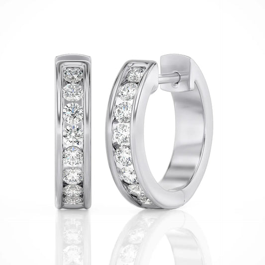 Round Cut Moissanite Huggie Hoop Earrings