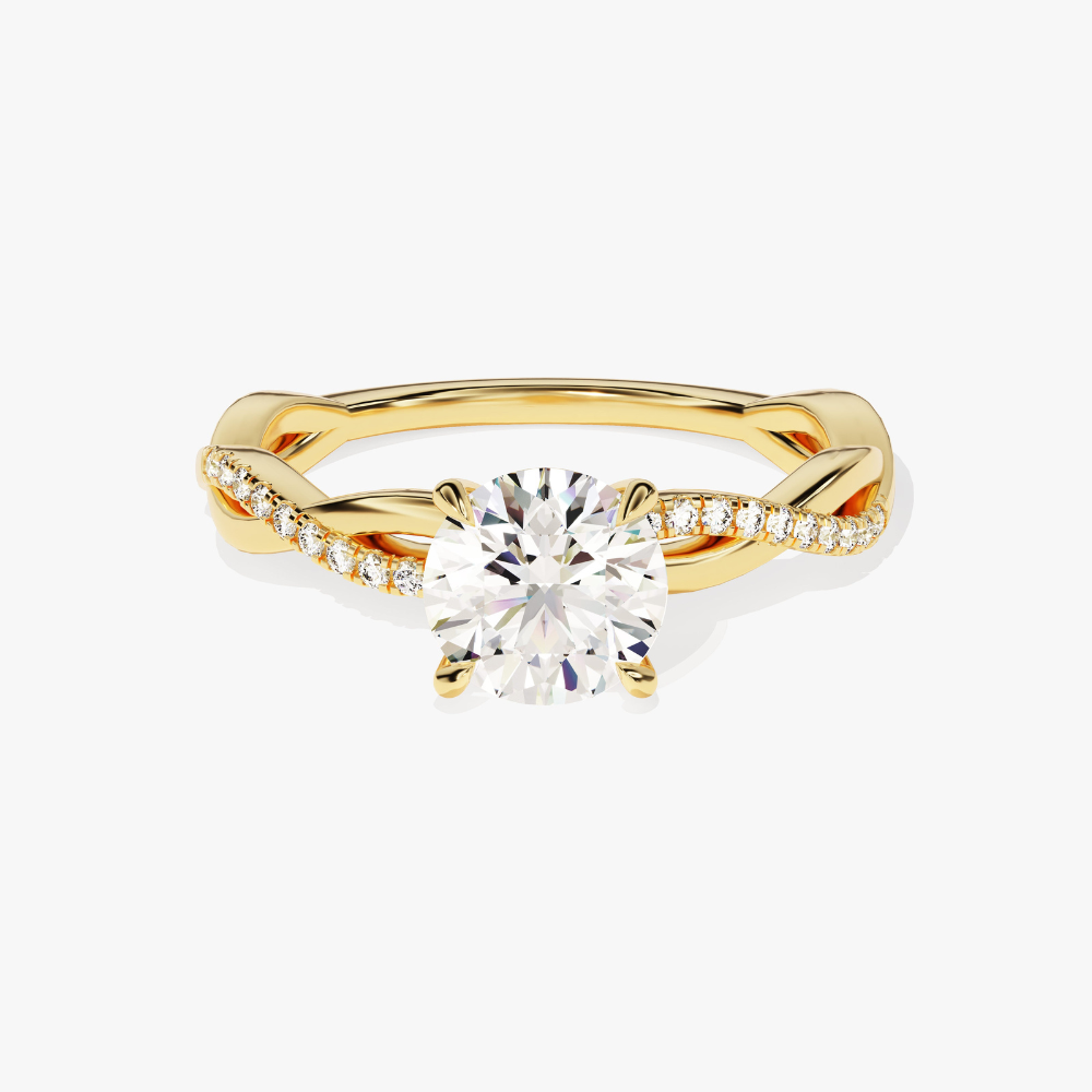 Twist Round Cut Moissanite Engagement Ring