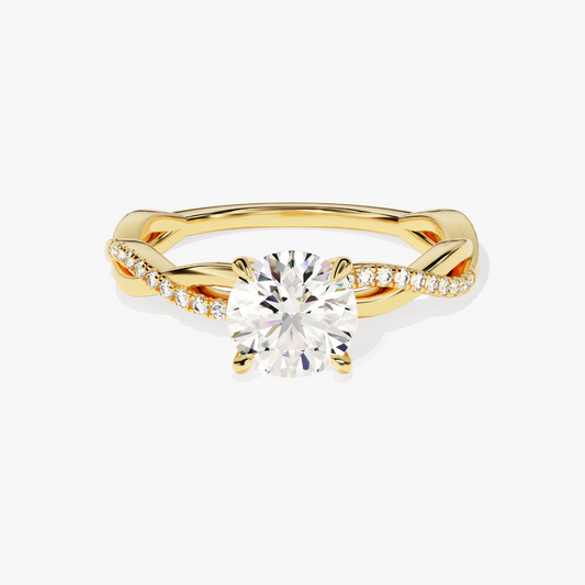 Twist Round Cut Moissanite Engagement Ring