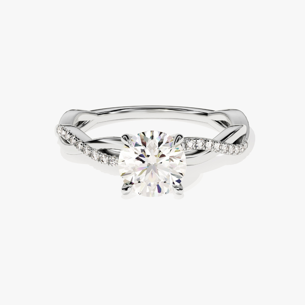 Twist Round Cut Moissanite Engagement Ring