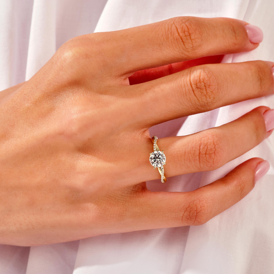 Twist Round Cut Moissanite Engagement Ring