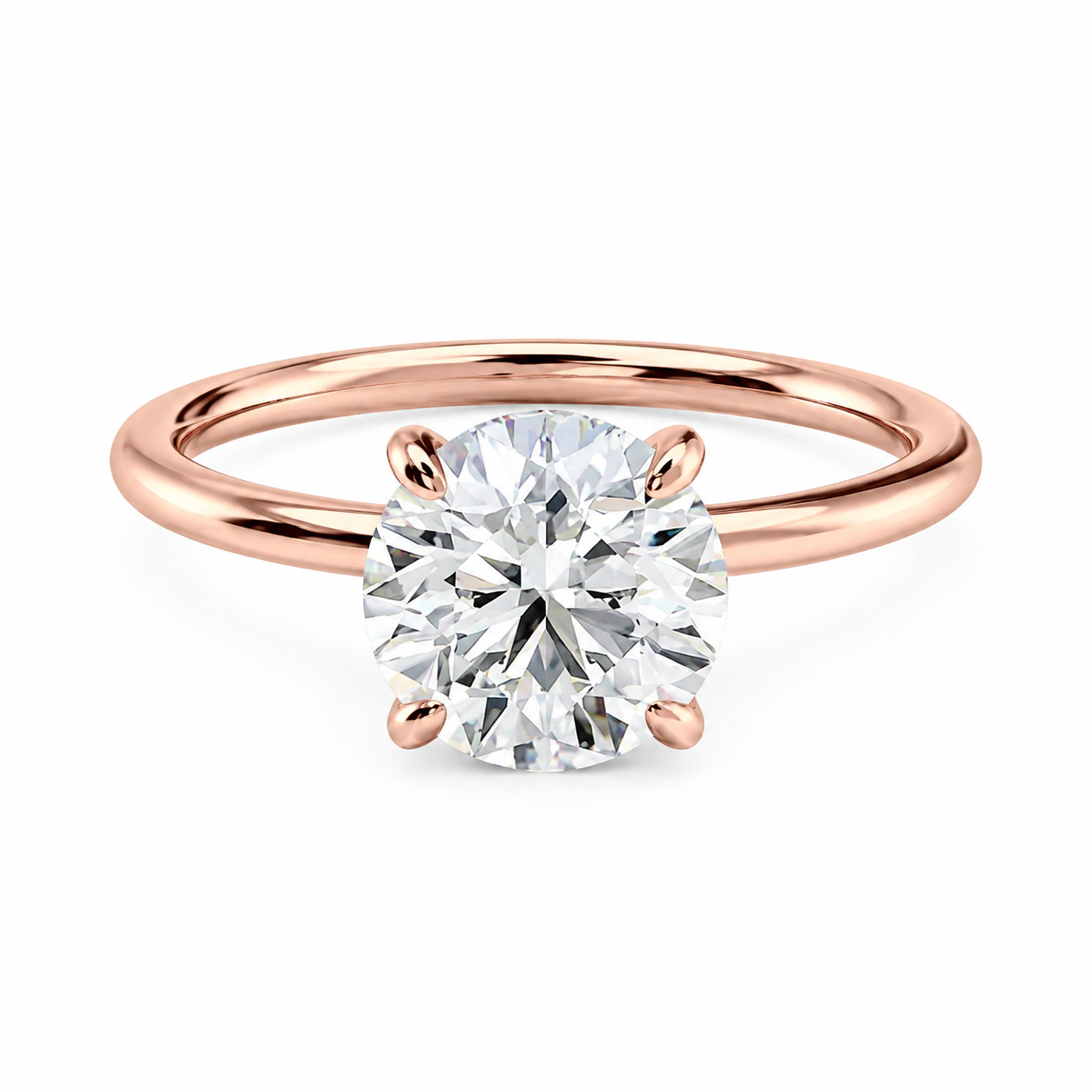 Round Lab-Grown Diamond Solitaire Hidden Halo Engagement Ring