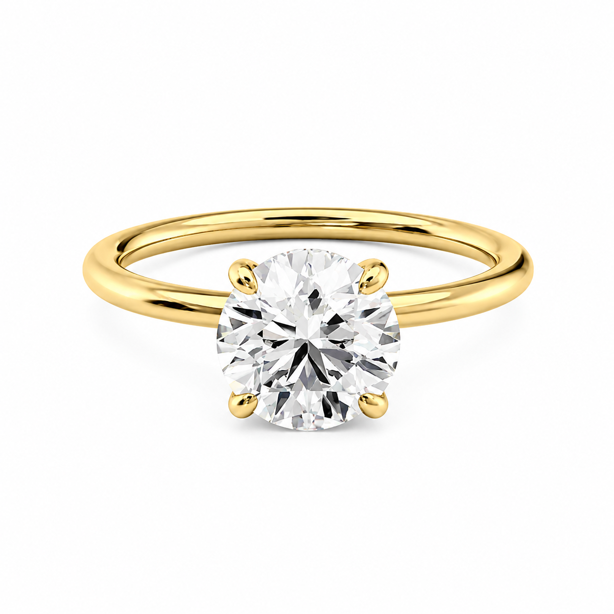 Round Lab-Grown Diamond Solitaire Hidden Halo Engagement Ring