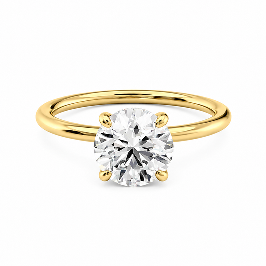 Round Lab-Grown Diamond Solitaire Hidden Halo Engagement Ring