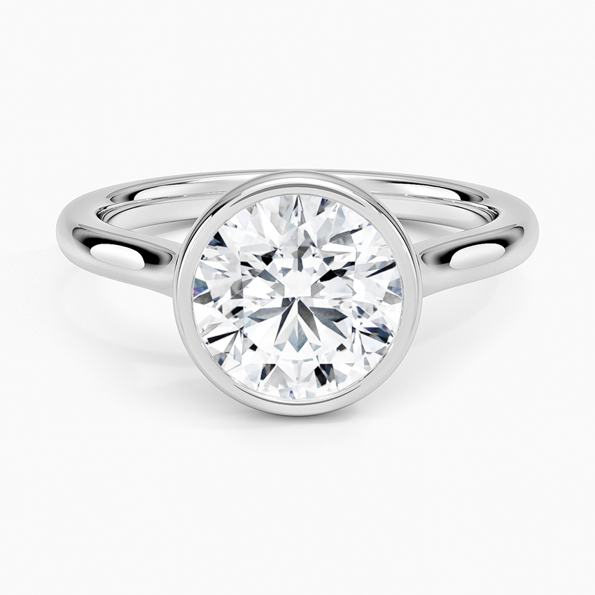 Round Cut Bezel Moissanite Engagement Ring