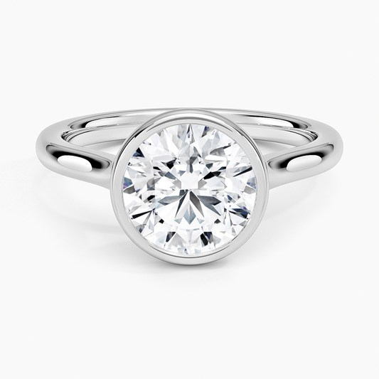 Round Cut Bezel Moissanite Engagement Ring