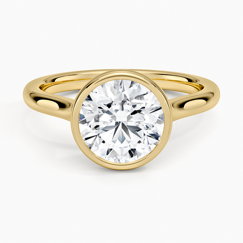 Round Cut Bezel Moissanite Engagement Ring