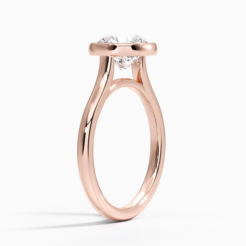 Round Cut Bezel Moissanite Engagement Ring