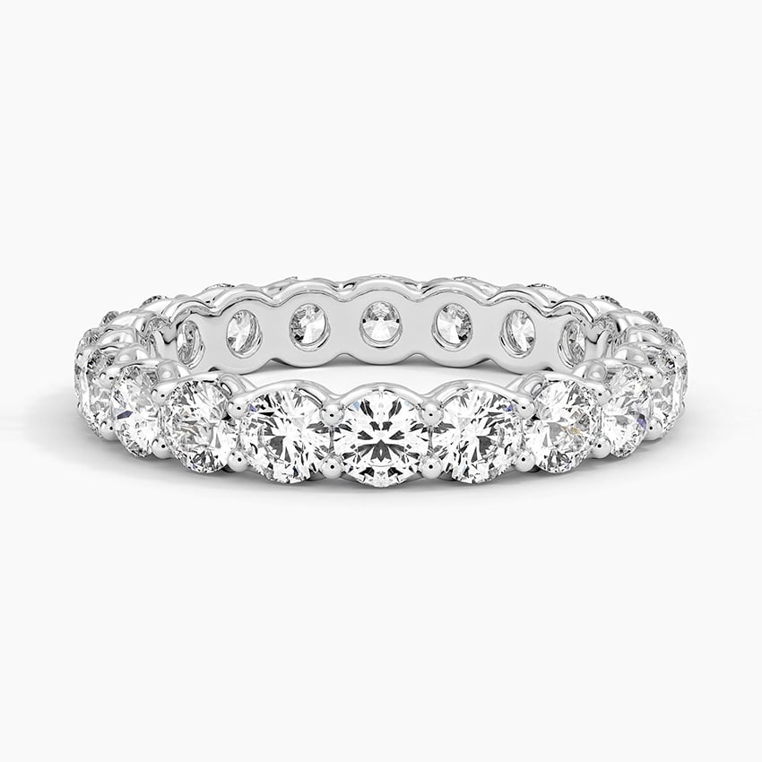 Round Cut Eternity Moissanite Wedding Band-3.2 mm