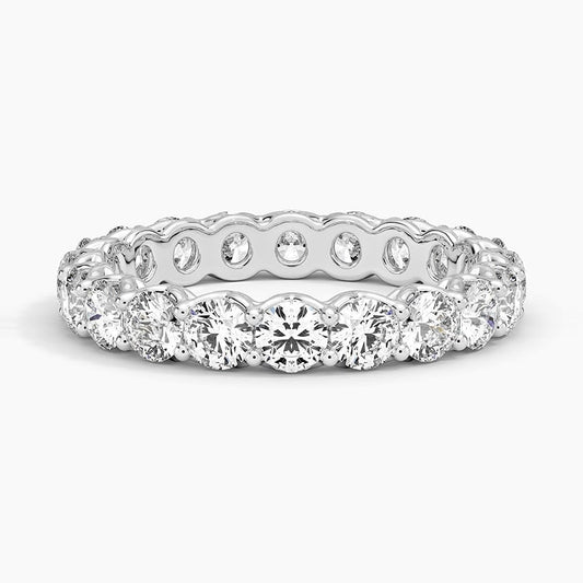 Round Cut Eternity Moissanite Wedding Band-3.2 mm