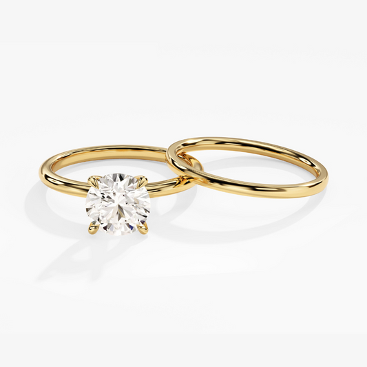 Round Cut Solitaire Moissanite Bridal Set