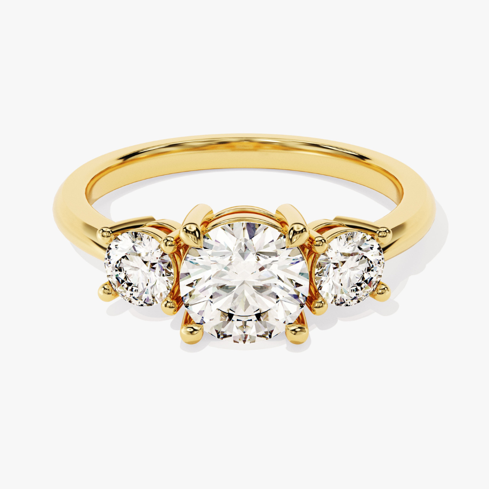 Round Cut Three Stone Moissanite Engagement Ring