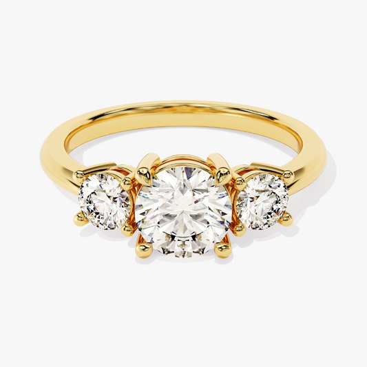 Round Cut Three Stone Moissanite Engagement Ring