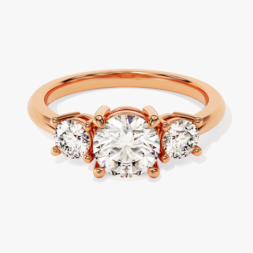 Round Cut Three Stone Moissanite Engagement Ring