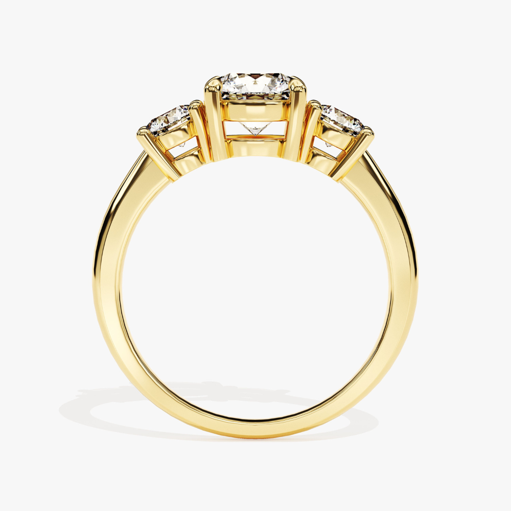 Round Cut Three Stone Moissanite Engagement Ring