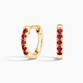 Load image into Gallery viewer, Ruby Huggie Hoop Earrings
