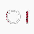 Load image into Gallery viewer, Ruby Huggie Hoop Earrings
