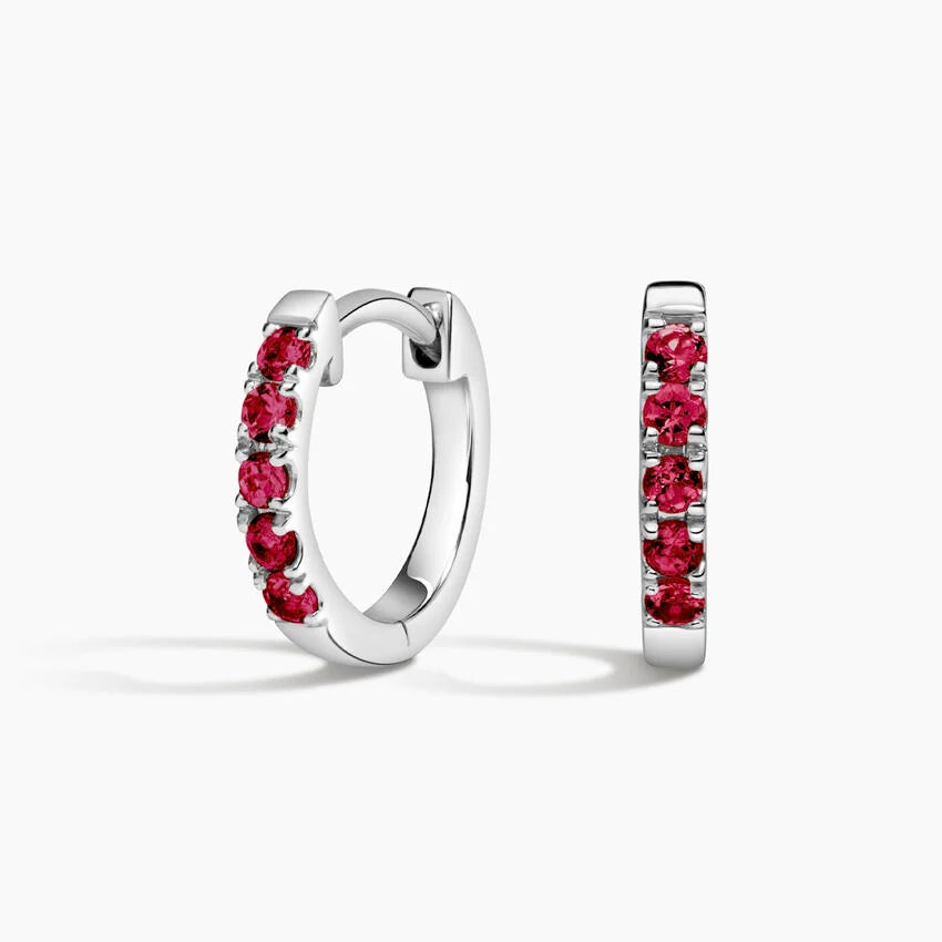 Ruby Huggie Hoop Earrings