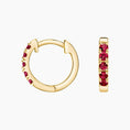 Load image into Gallery viewer, Ruby Huggie Hoop Earrings
