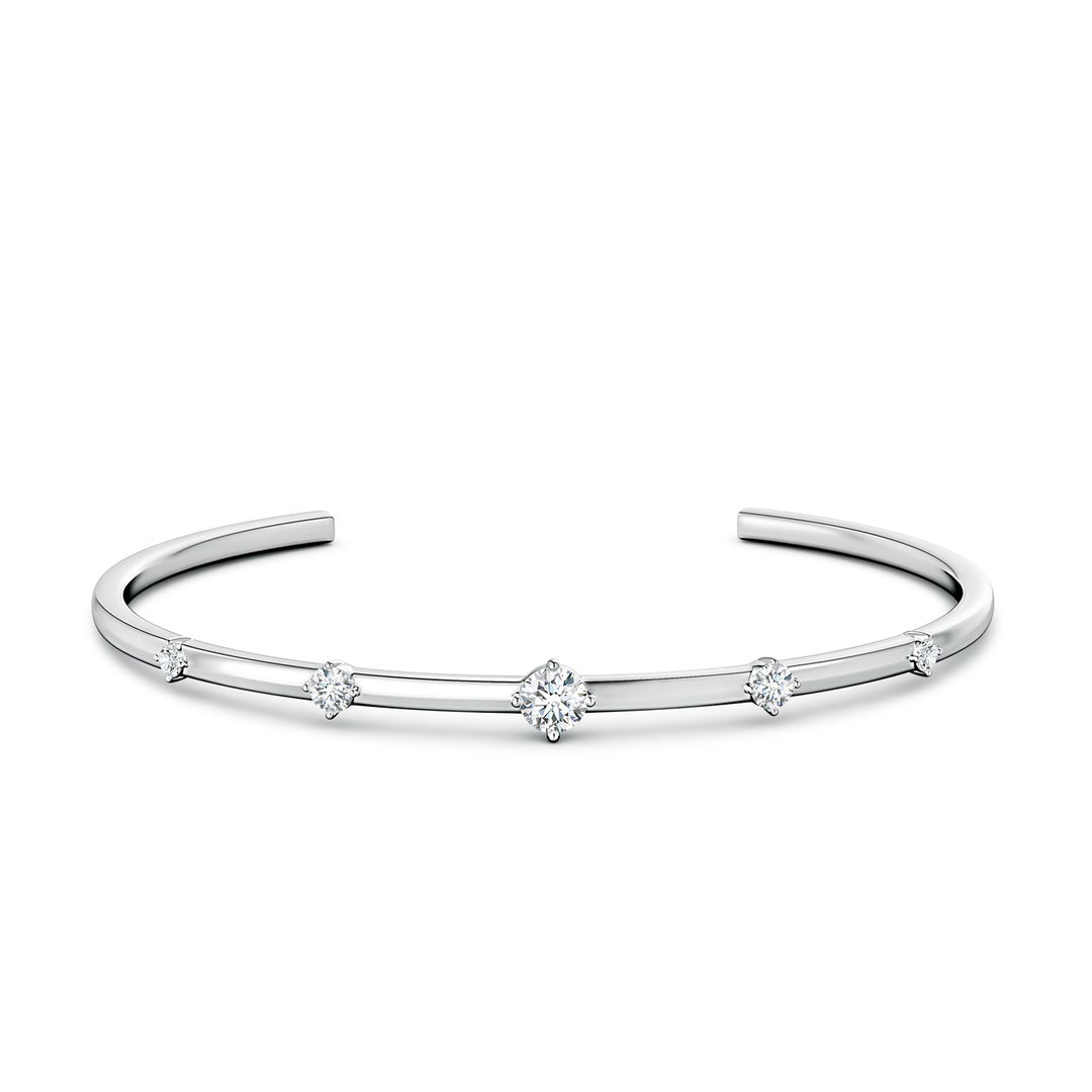 Five-Stone Round Moissanite Cuff Bracelet