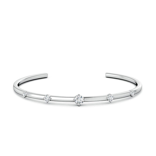 Five-Stone Round Moissanite Cuff Bracelet