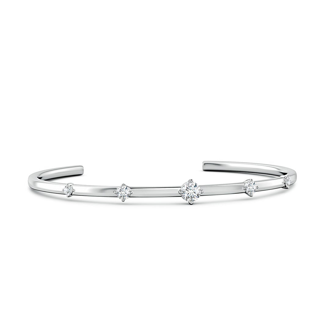 Five-Stone Round Moissanite Cuff Bracelet